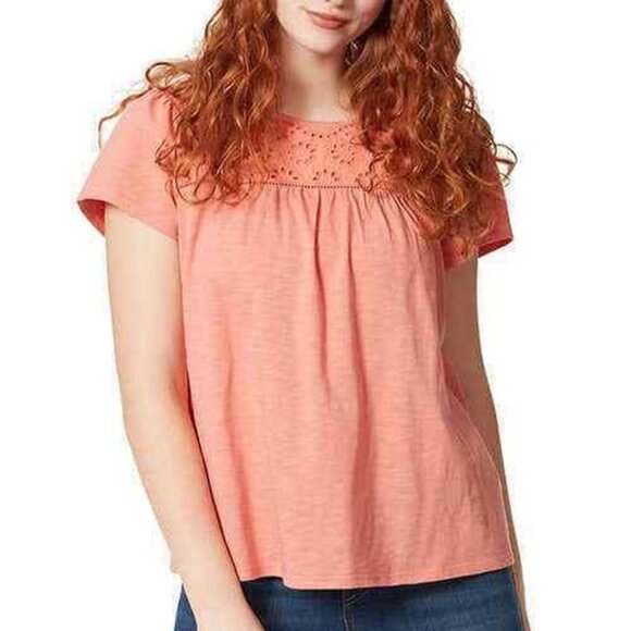 Ella Moss Eyelet Ruffle Sleeves Keyhole Blouse S NWT - Picture 1 of 3